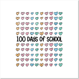 100 Days Of School Glitter Hearts Posters and Art